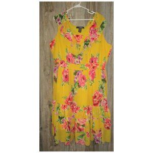 Denim 24/7 Yellow Floral Sleeveless Midi Dress